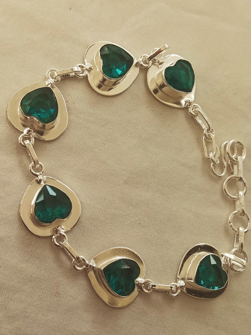 Apatite Gemstone Sterling Silver Bracelet 19 Gms